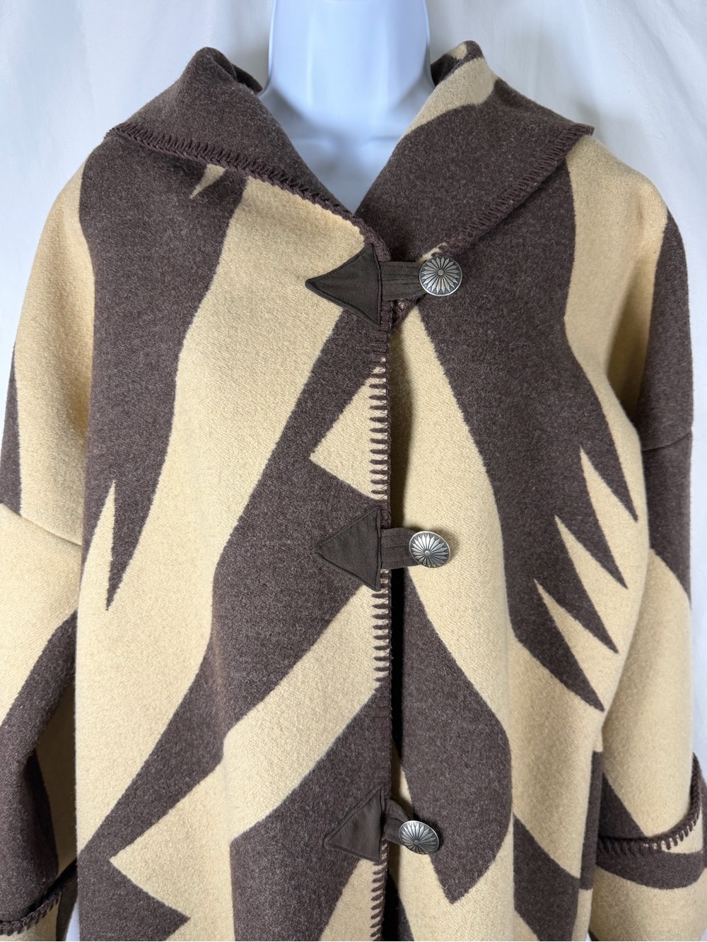 Aventura Taos New Mexico Southwestern Blanket Coat Oversized Wool XS Fits S/M